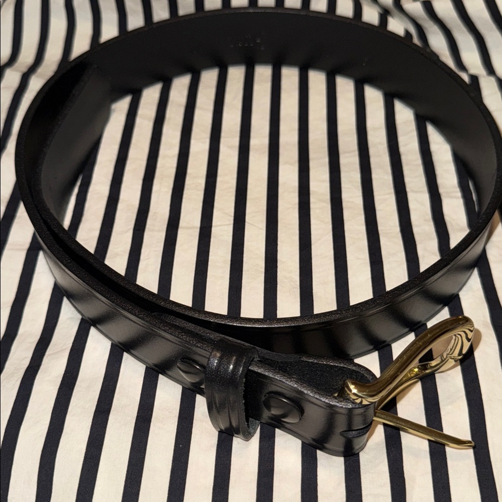 Gould & Goodrich Black Leather Gold Buckle Belt